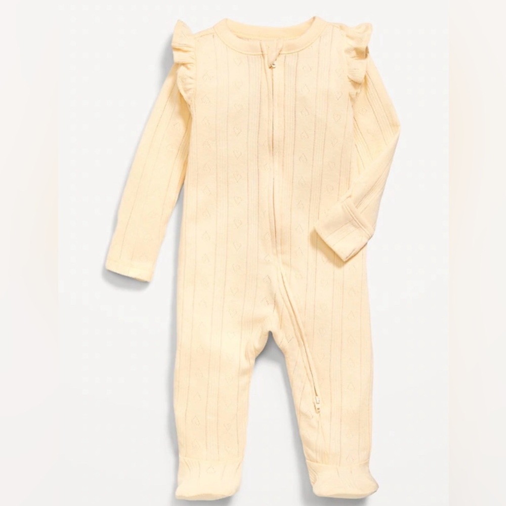 Old Navy 2-way Zip Sleep & Play Ruffled One-Piece | 0-3 Months